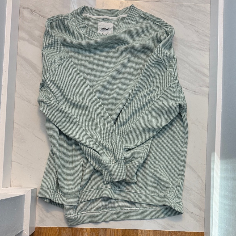 Aerie Women's Light Green Crew Neck Sweater